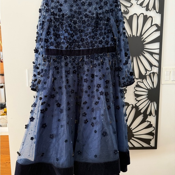 Mac Duggal Tea Length Gown, Midnight Blue sz 14 - Picture 3 of 9